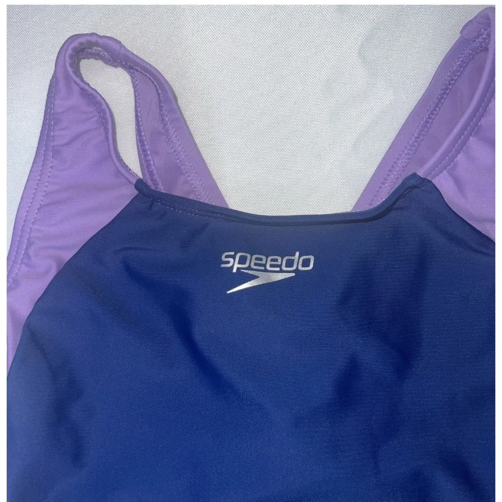 NWT Speedo Girl's Swimsuit One Piece Infinity Splice Thick Strap Sweet Taro Sz 8
